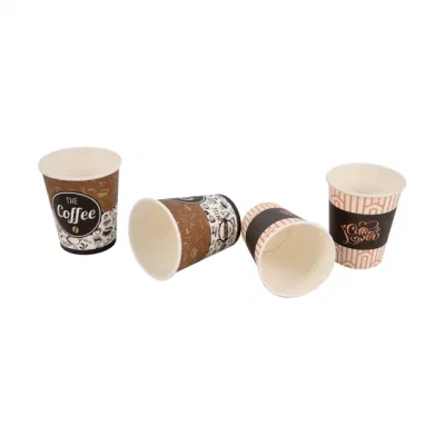 Vaso de papel desechable, Material espesado, taza para té de la leche y café, se puede imprimir con logotipo, vaso de papel con patrón de texto