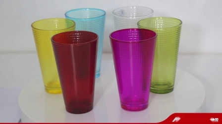 Juego de tazas de agua de vidrio con grabado de Color en aerosol, vaso de jugo de regalo de Color sólido, cristalería para fiesta de boda